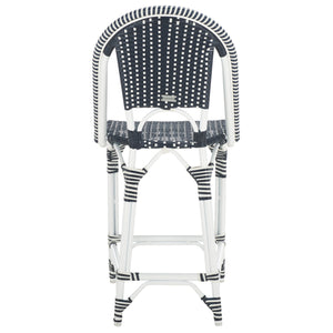 Safavieh California Counter Stool - Stylish French Bistro Design For Elegant Outdoor Dining Spaces Navy ,Navy Metal,Wicker Pat7532f