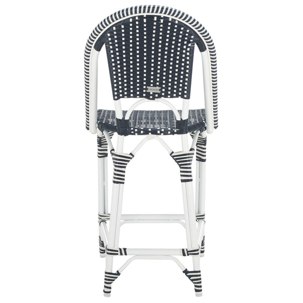 Safavieh California Counter Stool - Stylish French Bistro Design For Elegant Outdoor Dining Spaces Navy ,Navy Metal,Wicker Pat7532f