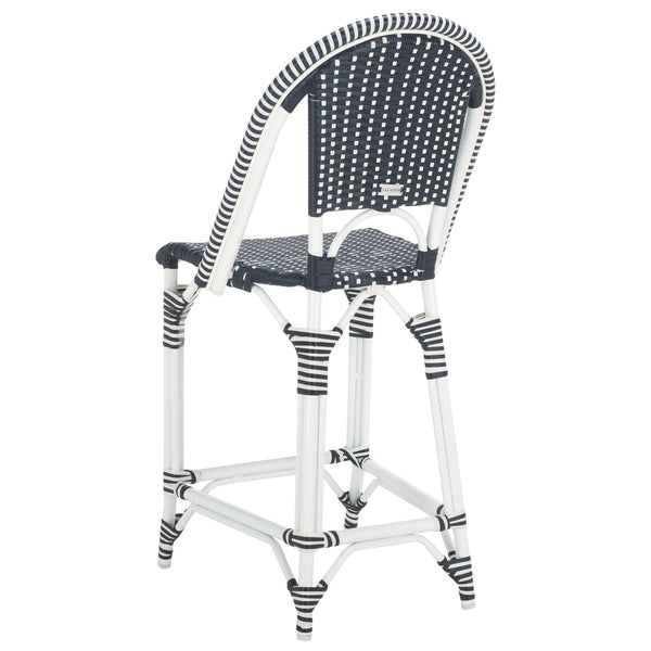 Safavieh California Counter Stool - Stylish French Bistro Design For Elegant Outdoor Dining Spaces Navy ,Navy Metal,Wicker Pat7532f