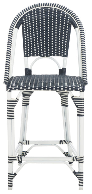 Safavieh California Counter Stool - Stylish French Bistro Design For Elegant Outdoor Dining Spaces Navy ,Navy Metal,Wicker Pat7532f