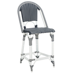 Safavieh California Counter Stool - Stylish French Bistro Design For Elegant Outdoor Dining Spaces Navy ,Navy Metal,Wicker Pat7532f