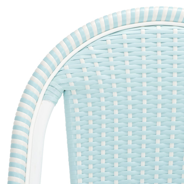 Safavieh California Counter Stool - Stylish French Bistro Design For Elegant Outdoor Dining Spaces Baby Blue ,White Metal,Wicker Pat7532g