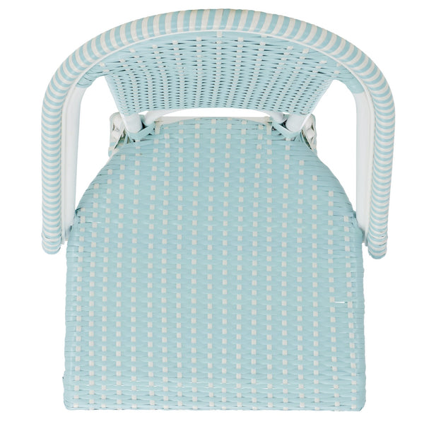 Safavieh California Counter Stool - Stylish French Bistro Design For Elegant Outdoor Dining Spaces Baby Blue ,White Metal,Wicker Pat7532g