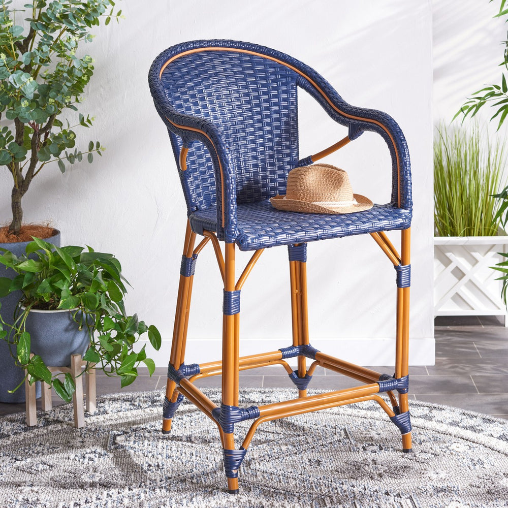 Safavieh California Counter Stool With Arm Navy PAT7533B