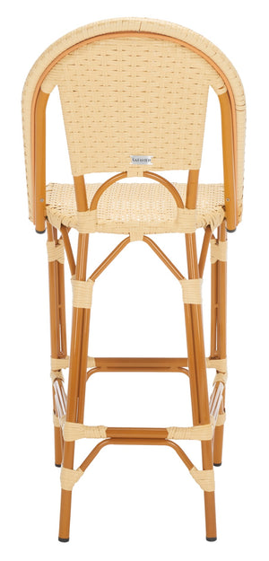 Safavieh CALIFORNIA Bar Stool - Stylish, Weather-Resistant Seating for Outdoor Dining and Relaxed Gatherings Natural PAT7534A