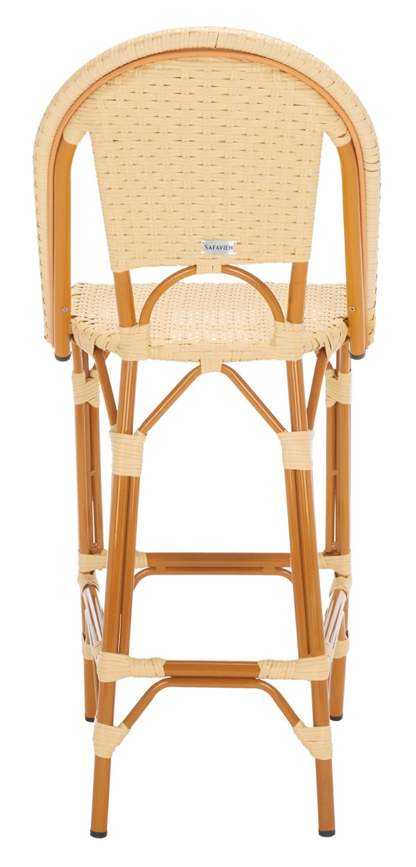 Safavieh CALIFORNIA Bar Stool - Stylish, Weather-Resistant Seating for Outdoor Dining and Relaxed Gatherings Natural PAT7534A