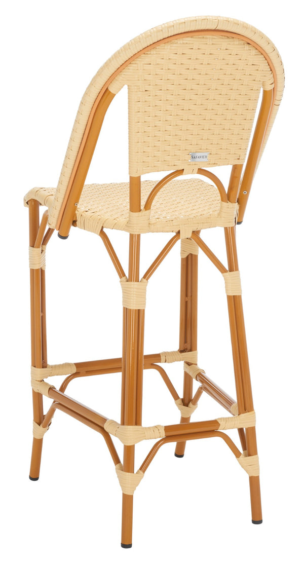 Safavieh CALIFORNIA Bar Stool - Stylish, Weather-Resistant Seating for Outdoor Dining and Relaxed Gatherings Natural PAT7534A
