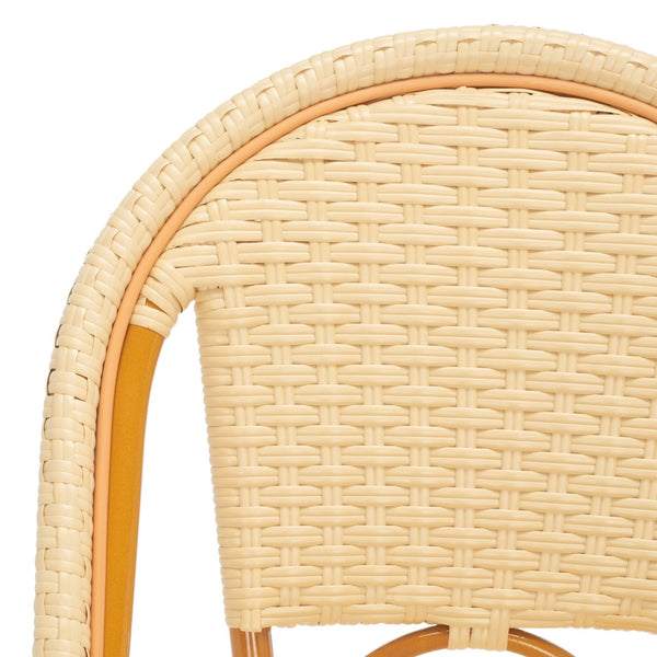 Safavieh CALIFORNIA Bar Stool - Stylish, Weather-Resistant Seating for Outdoor Dining and Relaxed Gatherings Natural PAT7534A