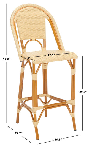 Safavieh CALIFORNIA Bar Stool - Stylish, Weather-Resistant Seating for Outdoor Dining and Relaxed Gatherings Natural PAT7534A