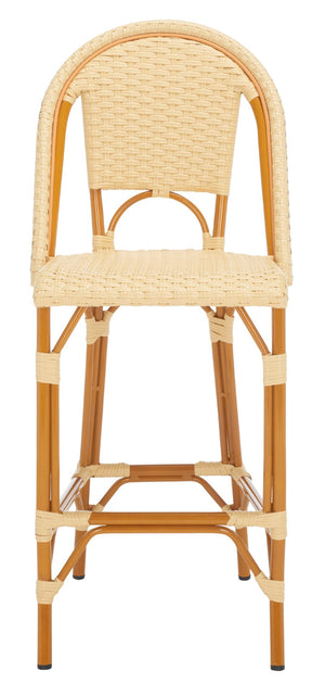 Safavieh CALIFORNIA Bar Stool - Stylish, Weather-Resistant Seating for Outdoor Dining and Relaxed Gatherings Natural PAT7534A