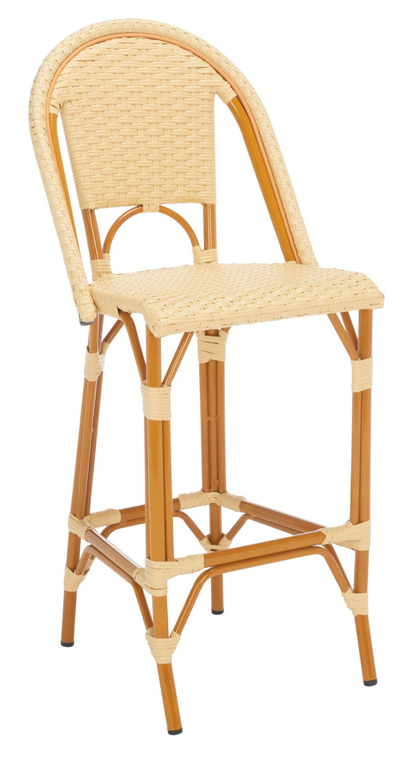Safavieh CALIFORNIA Bar Stool - Stylish, Weather-Resistant Seating for Outdoor Dining and Relaxed Gatherings Natural PAT7534A