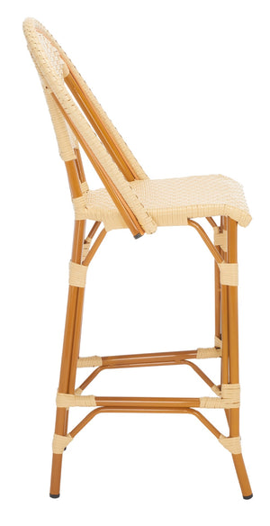 Safavieh CALIFORNIA Bar Stool - Stylish, Weather-Resistant Seating for Outdoor Dining and Relaxed Gatherings Natural PAT7534A