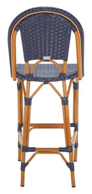 Safavieh CALIFORNIA Bar Stool - Stylish, Weather-Resistant Seating for Outdoor Dining and Relaxed Gatherings Navy PAT7534B