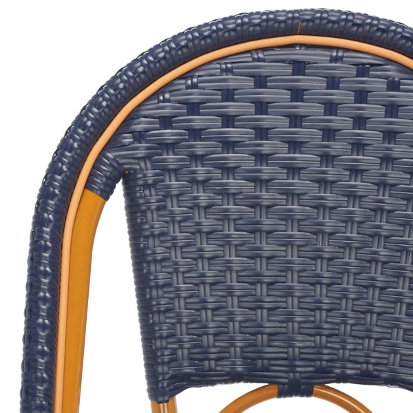 Safavieh CALIFORNIA Bar Stool - Stylish, Weather-Resistant Seating for Outdoor Dining and Relaxed Gatherings Navy PAT7534B