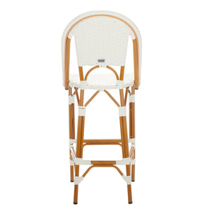 Safavieh CALIFORNIA Bar Stool - Stylish, Weather-Resistant Seating for Outdoor Dining and Relaxed Gatherings White PAT7534C
