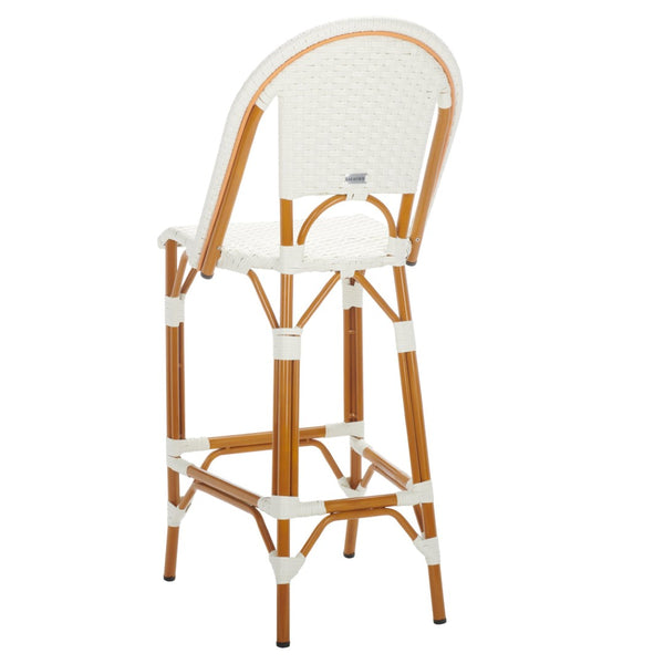 Safavieh CALIFORNIA Bar Stool - Stylish, Weather-Resistant Seating for Outdoor Dining and Relaxed Gatherings White PAT7534C