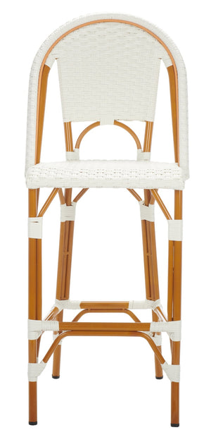 Safavieh CALIFORNIA Bar Stool - Stylish, Weather-Resistant Seating for Outdoor Dining and Relaxed Gatherings White PAT7534C