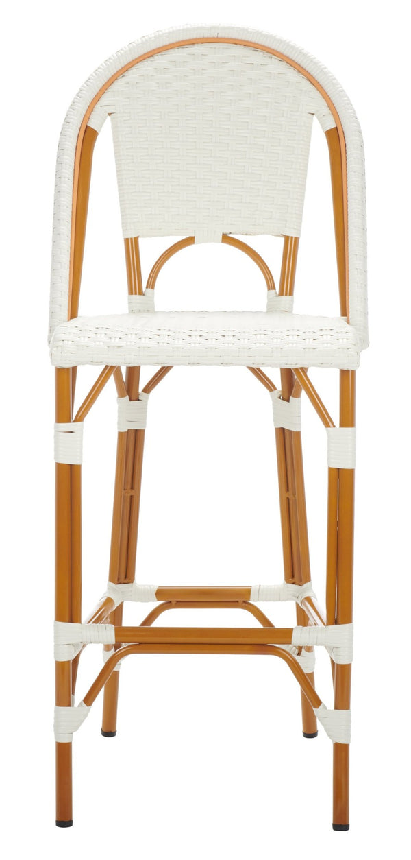 Safavieh CALIFORNIA Bar Stool - Stylish, Weather-Resistant Seating for Outdoor Dining and Relaxed Gatherings White PAT7534C
