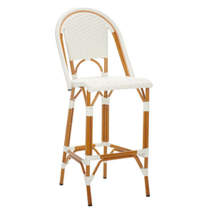 Safavieh CALIFORNIA Bar Stool - Stylish, Weather-Resistant Seating for Outdoor Dining and Relaxed Gatherings White PAT7534C