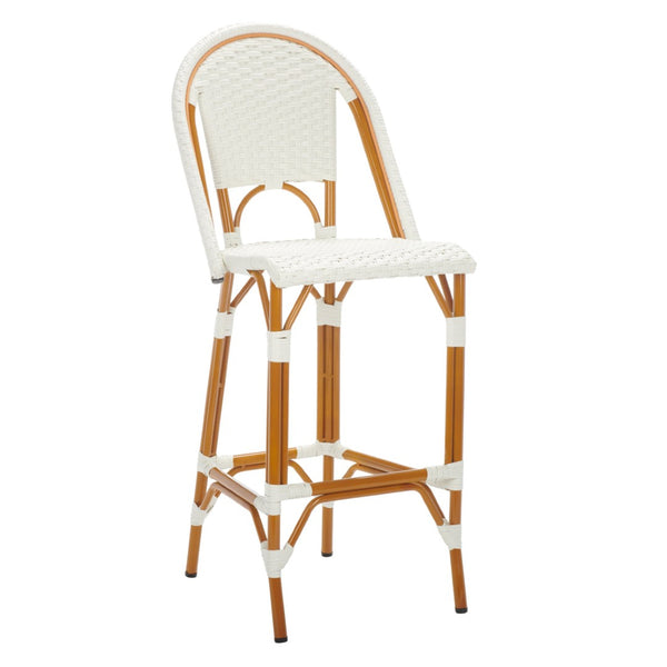Safavieh CALIFORNIA Bar Stool - Stylish, Weather-Resistant Seating for Outdoor Dining and Relaxed Gatherings White PAT7534C