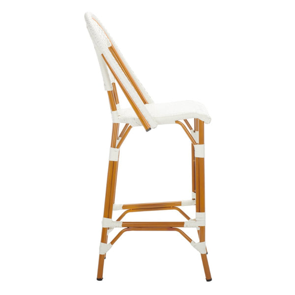 Safavieh CALIFORNIA Bar Stool - Stylish, Weather-Resistant Seating for Outdoor Dining and Relaxed Gatherings White PAT7534C