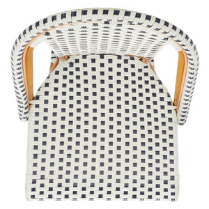 Safavieh CALIFORNIA Bar Stool - Stylish, Weather-Resistant Seating for Outdoor Dining and Relaxed Gatherings White / Navy PAT7534D