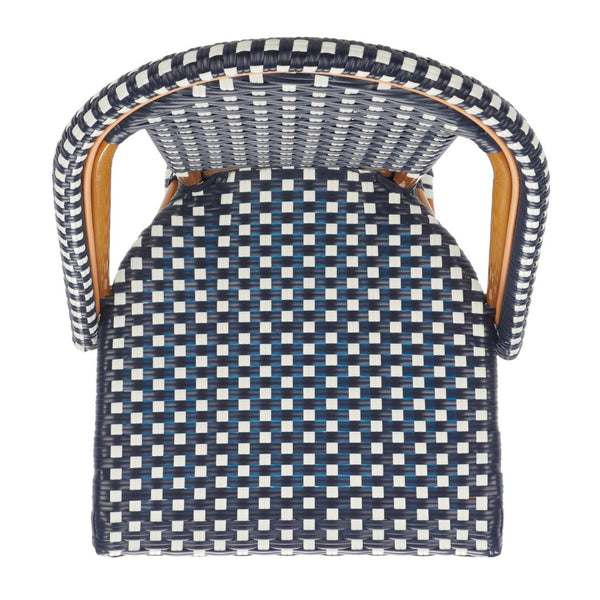 Safavieh CALIFORNIA Bar Stool - Stylish, Weather-Resistant Seating for Outdoor Dining and Relaxed Gatherings Navy / White PAT7534E