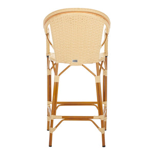 Safavieh CALIFORNIA Bar Stool - Elegant Outdoor Seating with Weather-Resistant Faux Wicker & Aluminum Frame Natural PAT7535A