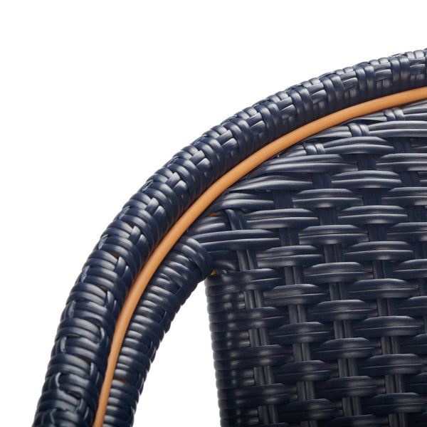 Safavieh CALIFORNIA Bar Stool - Elegant Outdoor Seating with Weather-Resistant Faux Wicker & Aluminum Frame Navy PAT7535B