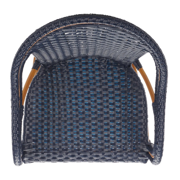 Safavieh CALIFORNIA Bar Stool - Elegant Outdoor Seating with Weather-Resistant Faux Wicker & Aluminum Frame Navy PAT7535B