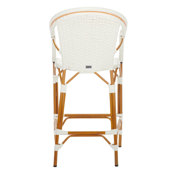 Safavieh CALIFORNIA Bar Stool - Elegant Outdoor Seating with Weather-Resistant Faux Wicker & Aluminum Frame White PAT7535C
