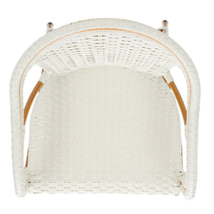 Safavieh CALIFORNIA Bar Stool - Elegant Outdoor Seating with Weather-Resistant Faux Wicker & Aluminum Frame White PAT7535C