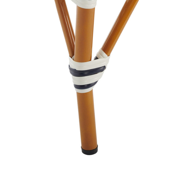 Safavieh CALIFORNIA Bar Stool - Elegant Outdoor Seating with Weather-Resistant Faux Wicker & Aluminum Frame White / Navy PAT7535D