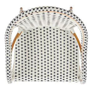 Safavieh CALIFORNIA Bar Stool - Elegant Outdoor Seating with Weather-Resistant Faux Wicker & Aluminum Frame White / Navy PAT7535D