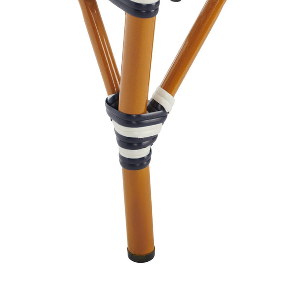 Safavieh CALIFORNIA Bar Stool - Elegant Outdoor Seating with Weather-Resistant Faux Wicker & Aluminum Frame Navy / White PAT7535E