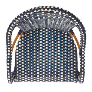Safavieh CALIFORNIA Bar Stool - Elegant Outdoor Seating with Weather-Resistant Faux Wicker & Aluminum Frame Navy / White PAT7535E