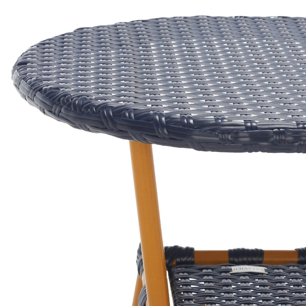 Safavieh CALIFORNIA Bistro Table - Coastal Charm & Durability for Small Outdoor Spaces, Perfect for Two! Navy PAT7536B