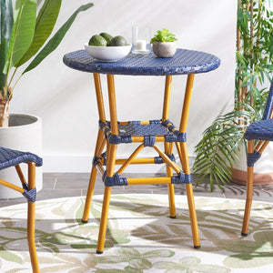 Safavieh CALIFORNIA Bistro Table - Coastal Charm & Durability for Small Outdoor Spaces, Perfect for Two! Navy PAT7536B