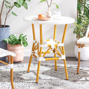 Safavieh CALIFORNIA Bistro Table - Coastal Charm & Durability for Small Outdoor Spaces, Perfect for Two! White PAT7536C