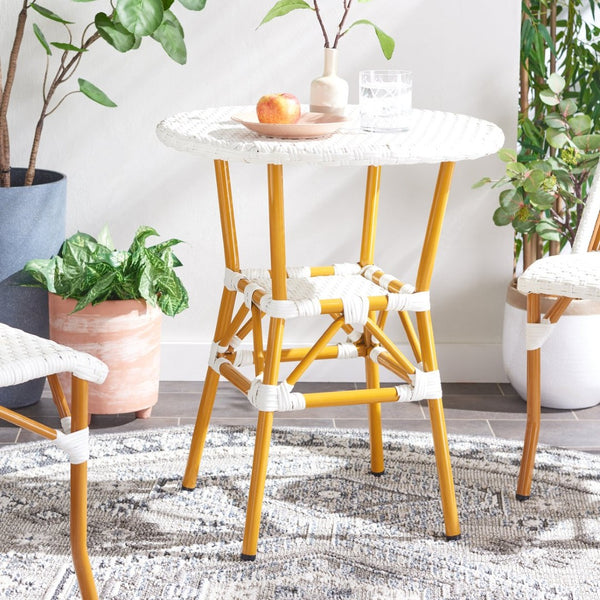 Safavieh CALIFORNIA Bistro Table - Coastal Charm & Durability for Small Outdoor Spaces, Perfect for Two! White PAT7536C