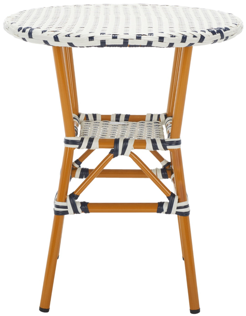 Safavieh CALIFORNIA Bistro Table - Coastal Charm & Durability for Small Outdoor Spaces, Perfect for Two! White / Navy PAT7536D