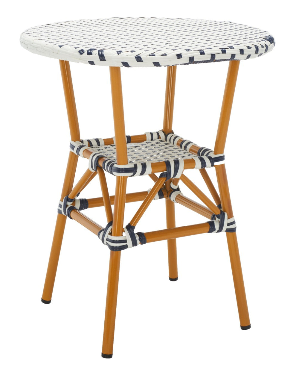 Safavieh CALIFORNIA Bistro Table - Coastal Charm & Durability for Small Outdoor Spaces, Perfect for Two! White / Navy PAT7536D