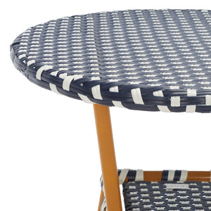 Safavieh CALIFORNIA Bistro Table - Coastal Charm & Durability for Small Outdoor Spaces, Perfect for Two! Navy / White PAT7536E
