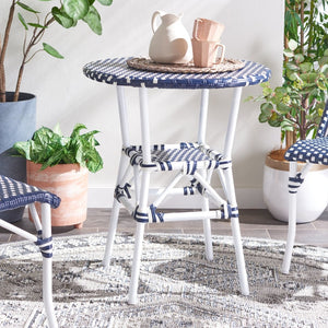 Safavieh CALIFORNIA Bistro Table - Coastal Charm & Durability for Small Outdoor Spaces, Perfect for Two! Navy / Navy PAT7536F