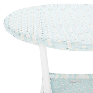 Safavieh CALIFORNIA Bistro Table - Coastal Charm & Durability for Small Outdoor Spaces, Perfect for Two! Baby Blue / White PAT7536G