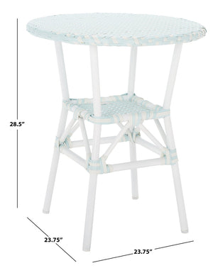 Safavieh CALIFORNIA Bistro Table - Coastal Charm & Durability for Small Outdoor Spaces, Perfect for Two! Baby Blue / White PAT7536G