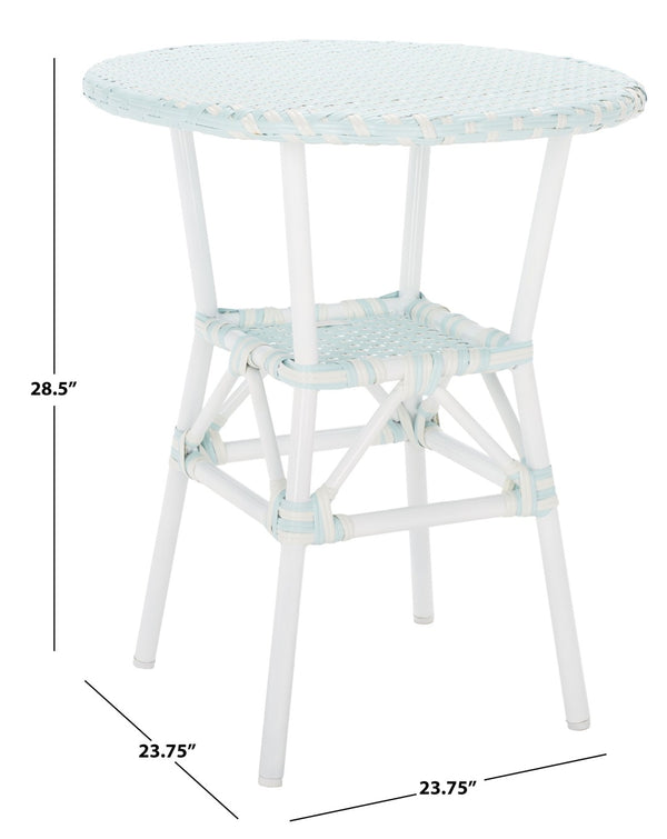 Safavieh CALIFORNIA Bistro Table - Coastal Charm & Durability for Small Outdoor Spaces, Perfect for Two! Baby Blue / White PAT7536G