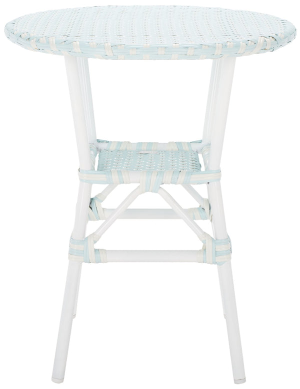 Safavieh CALIFORNIA Bistro Table - Coastal Charm & Durability for Small Outdoor Spaces, Perfect for Two! Baby Blue / White PAT7536G