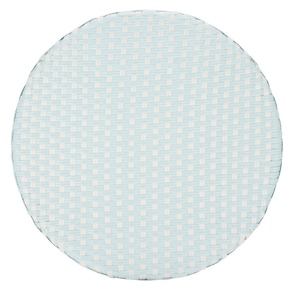 Safavieh CALIFORNIA Bistro Table - Coastal Charm & Durability for Small Outdoor Spaces, Perfect for Two! Baby Blue / White PAT7536G