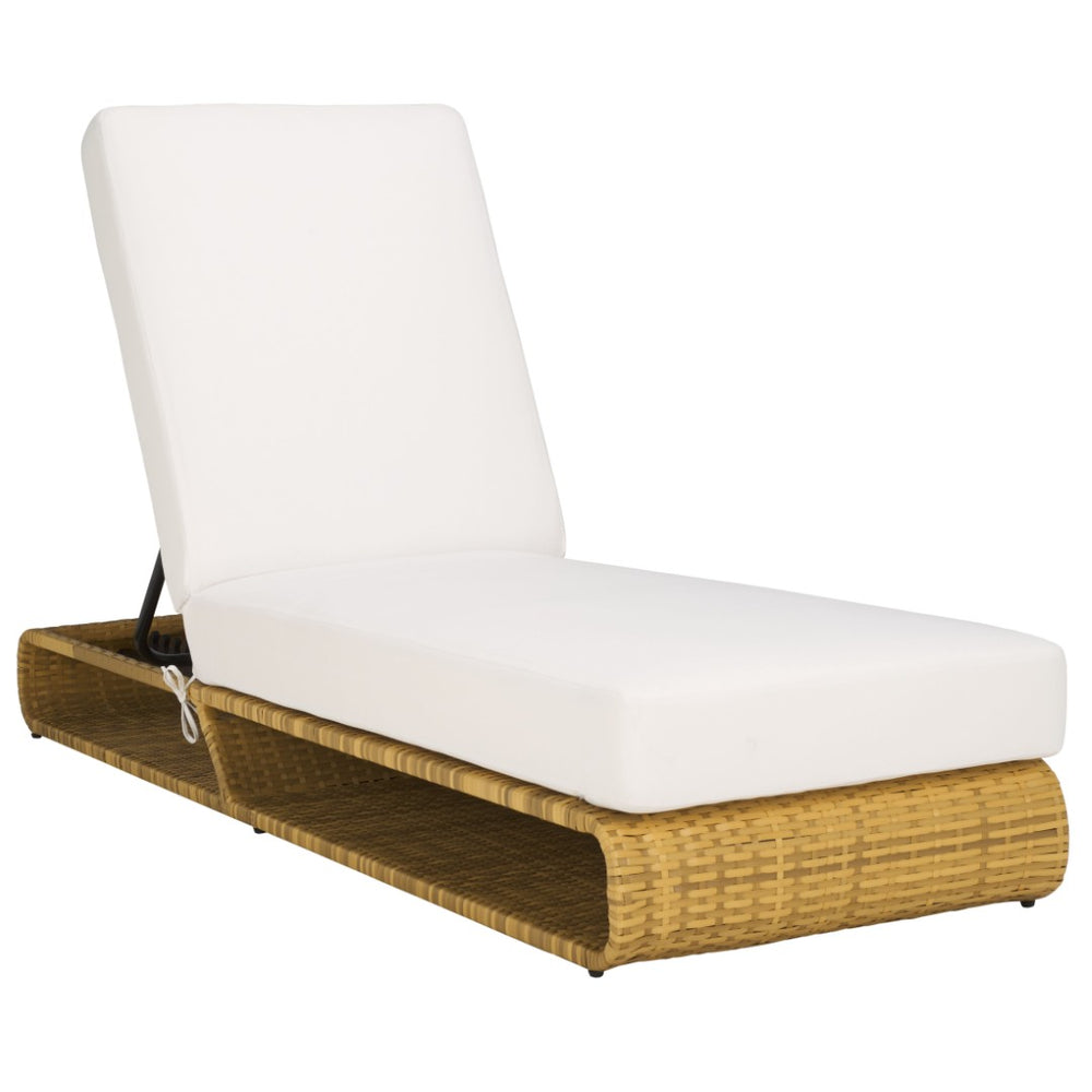 Safavieh VALE Lounger – Modern Outdoor Chaise with Weather-Resistant Wicker and Plush Foam Cushions for Relaxation Natural / White PAT7537D